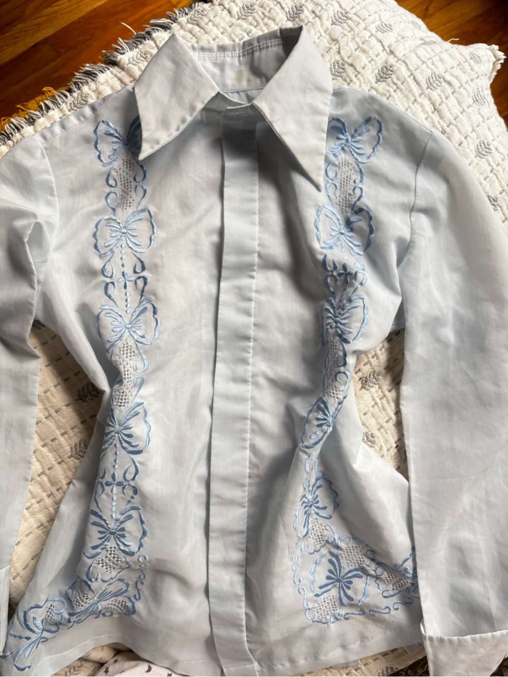 Light Blue Embroidered
